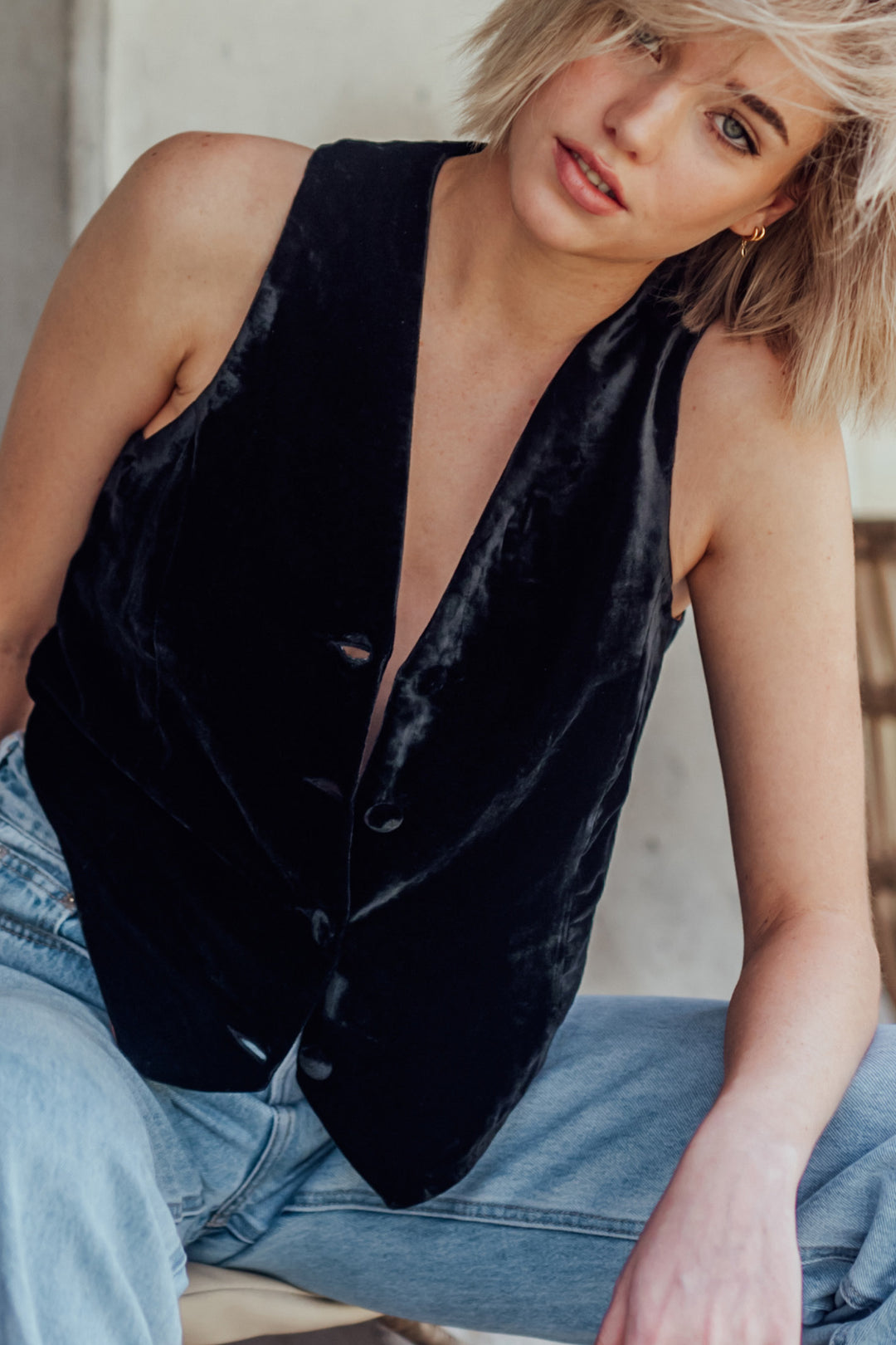 black silk velvet fully lined waistcoat foundling