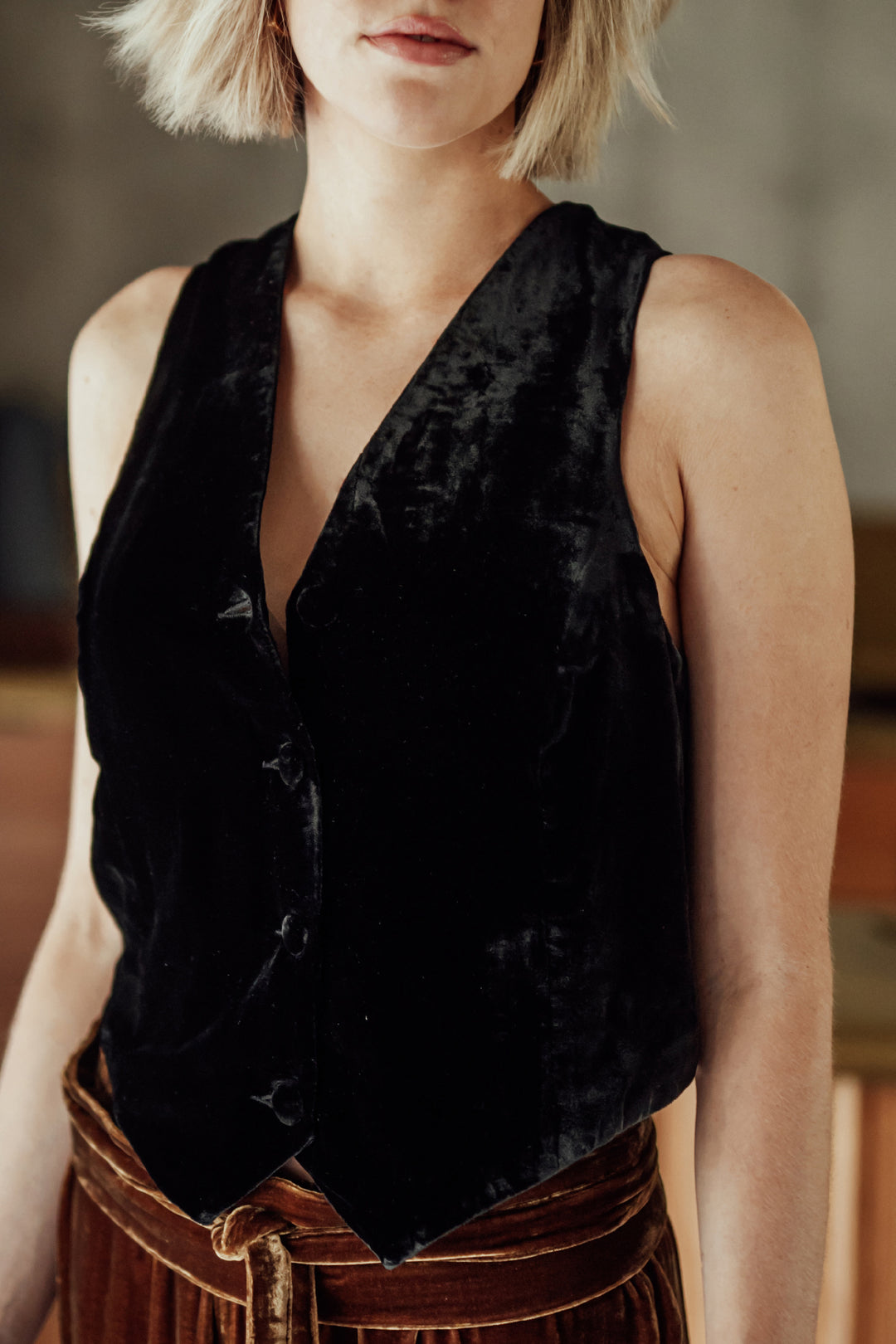 black silk velvet fully lined waistcoat foundling