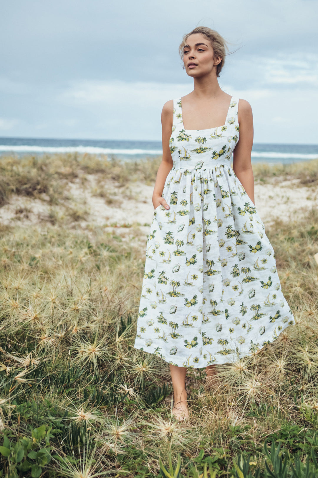 Tiki Linen Maxi Dress