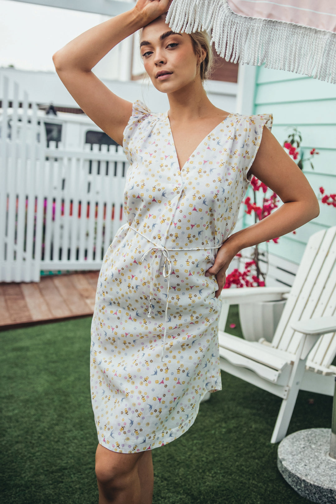 knee length summer cotton floral tea dress