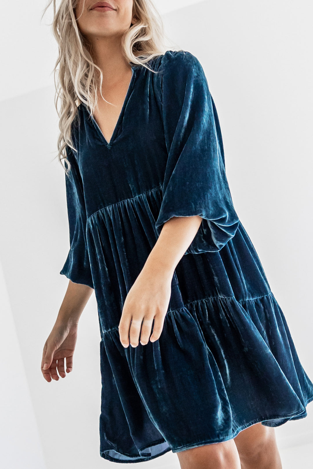 Silk Road Smock Dress Ming Blue