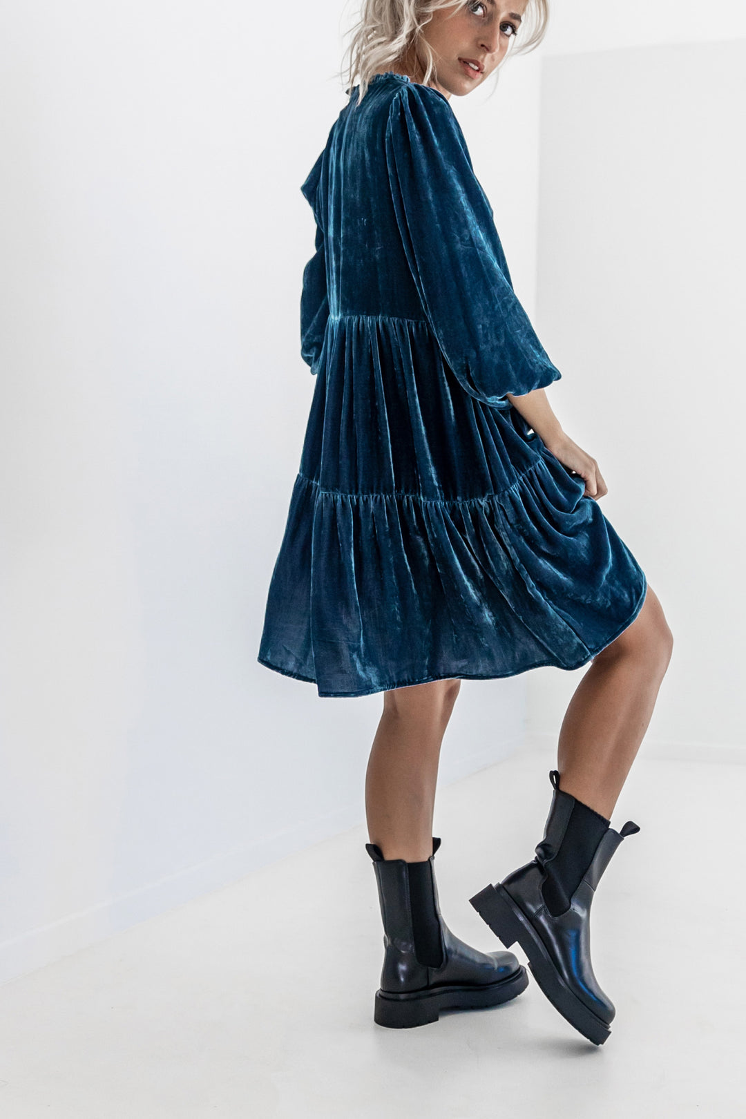 Silk Road Smock Dress Ming Blue