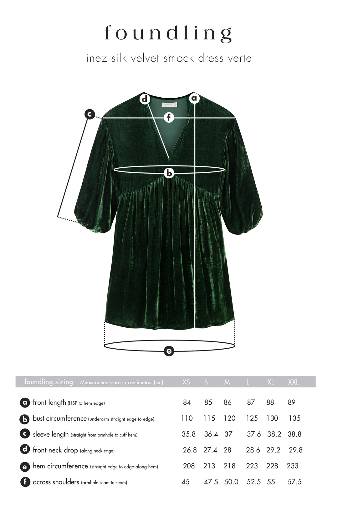 green silk velvet babydoll style smock dress foundling size guide
