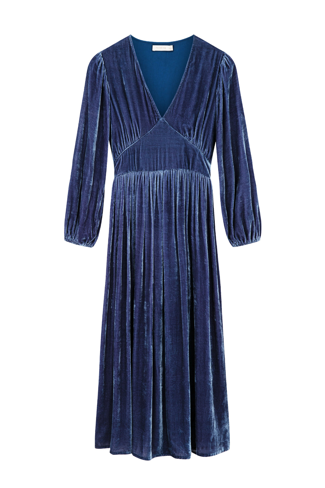 Anouk Silk Velvet Midi Dress Bleu