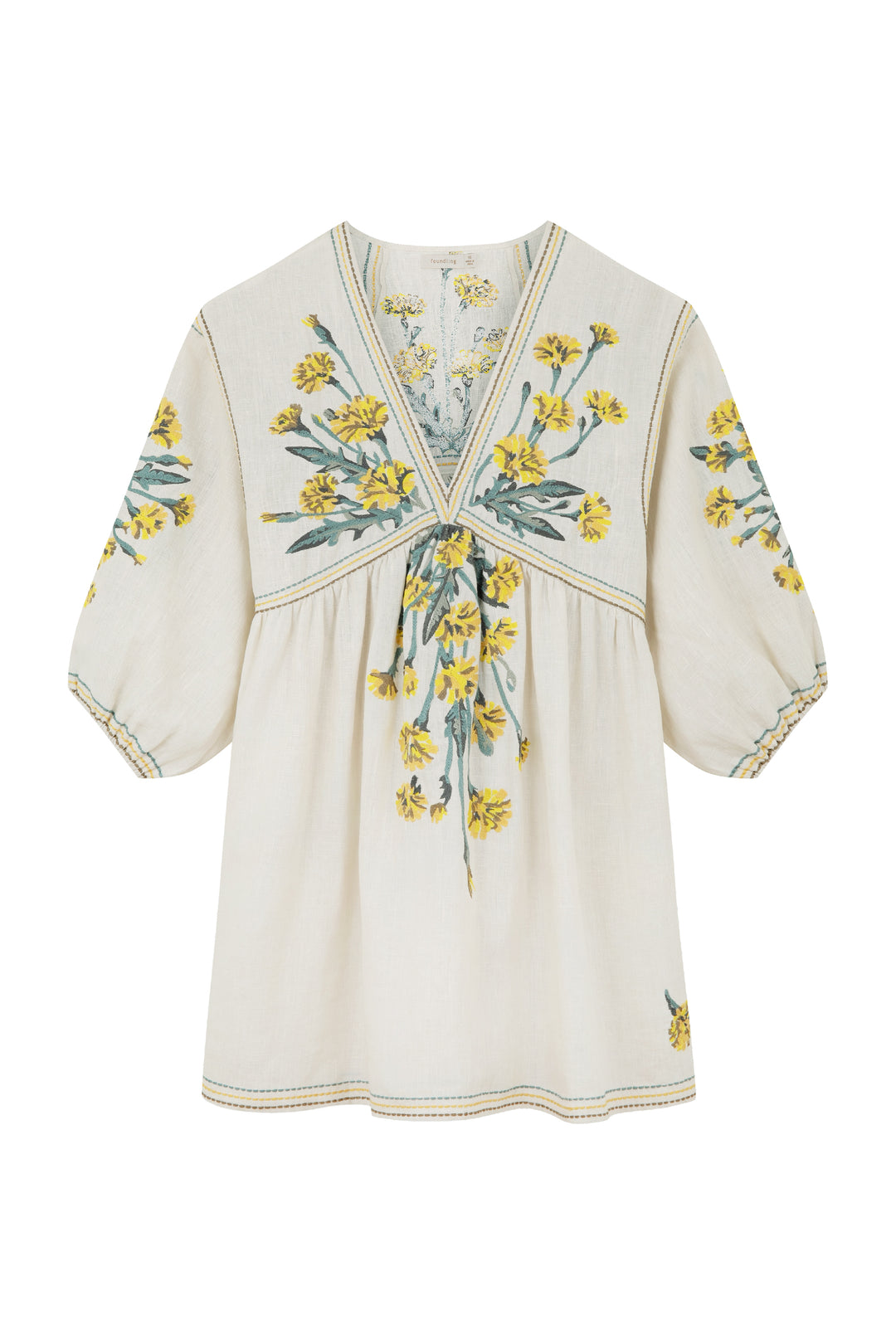 foundling linen embroidered daphne smock dress