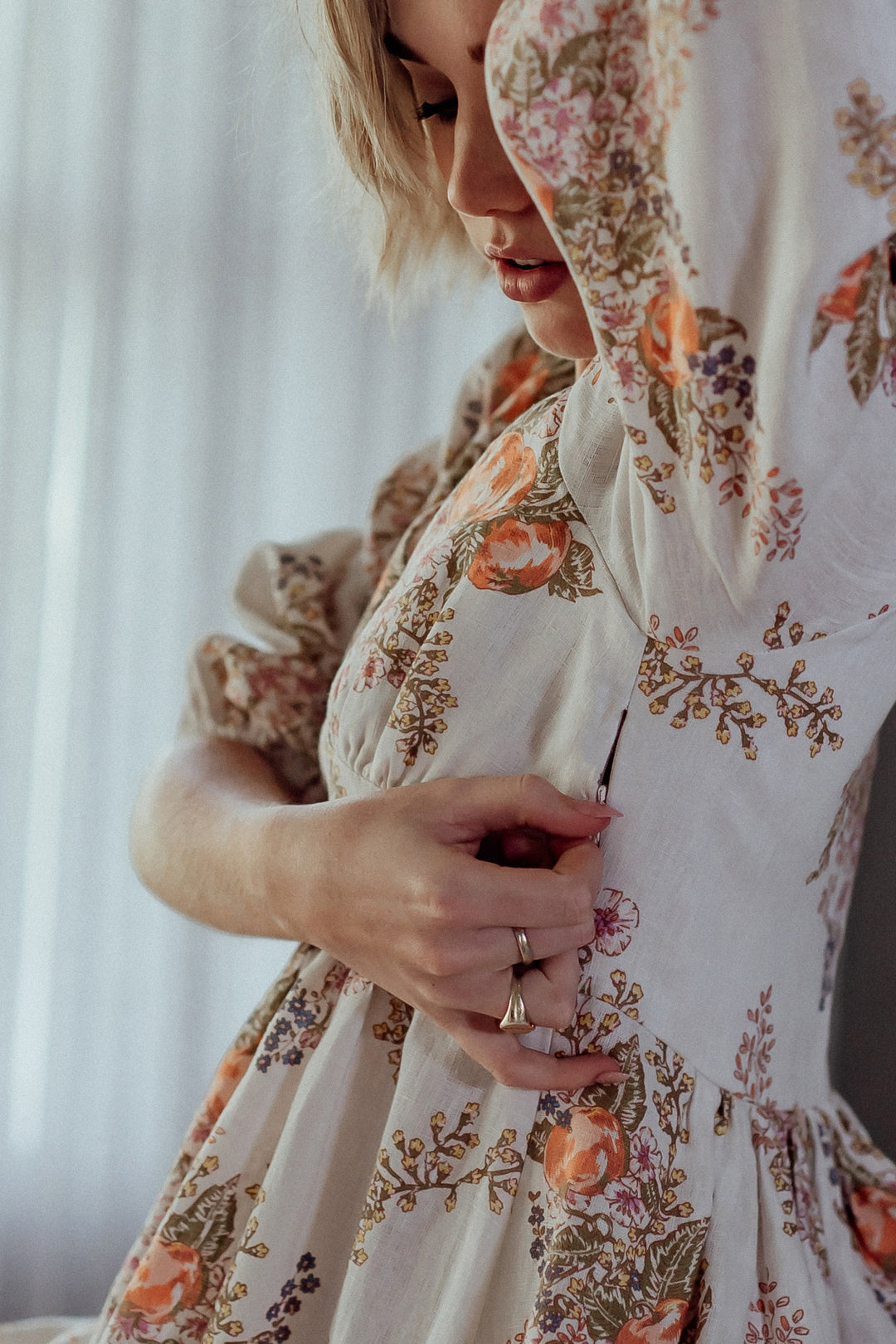 Les Fleurs Sauvages Linen Midi Dress