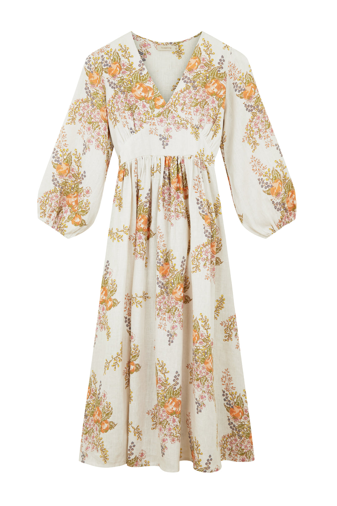 Les Fleurs Sauvages Linen Midi Dress