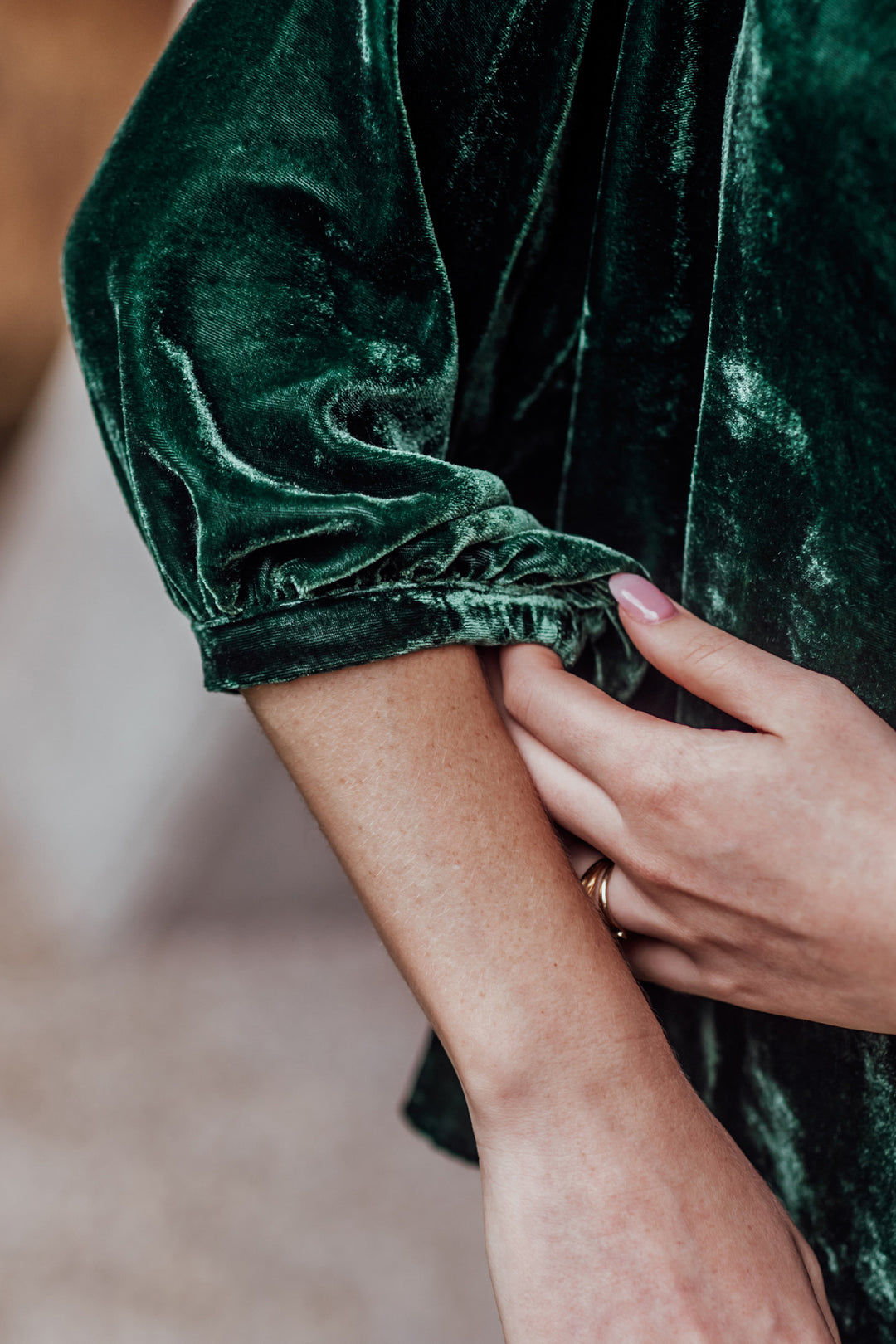 foundling silk velvet button blouse in green verte