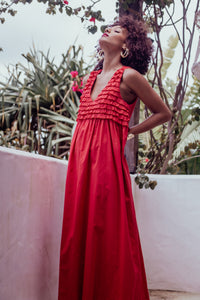 Vamp Ruffle Dress Scarlet