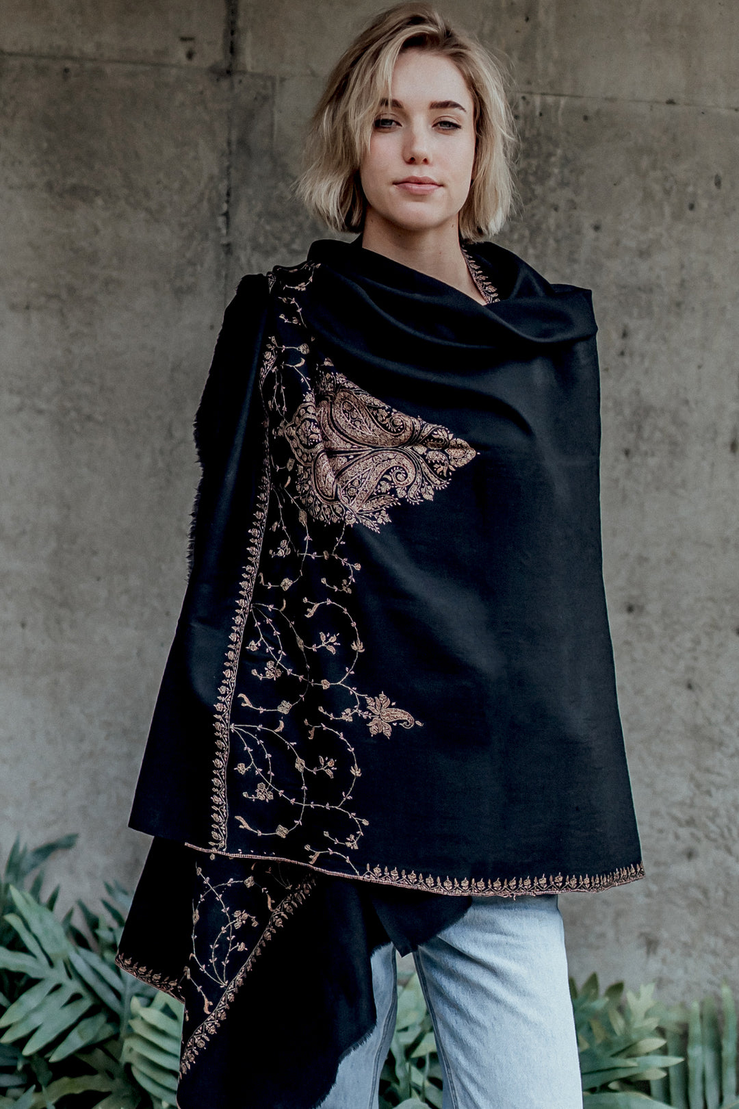 Paksha Hand embroidered kashmir wool shawl