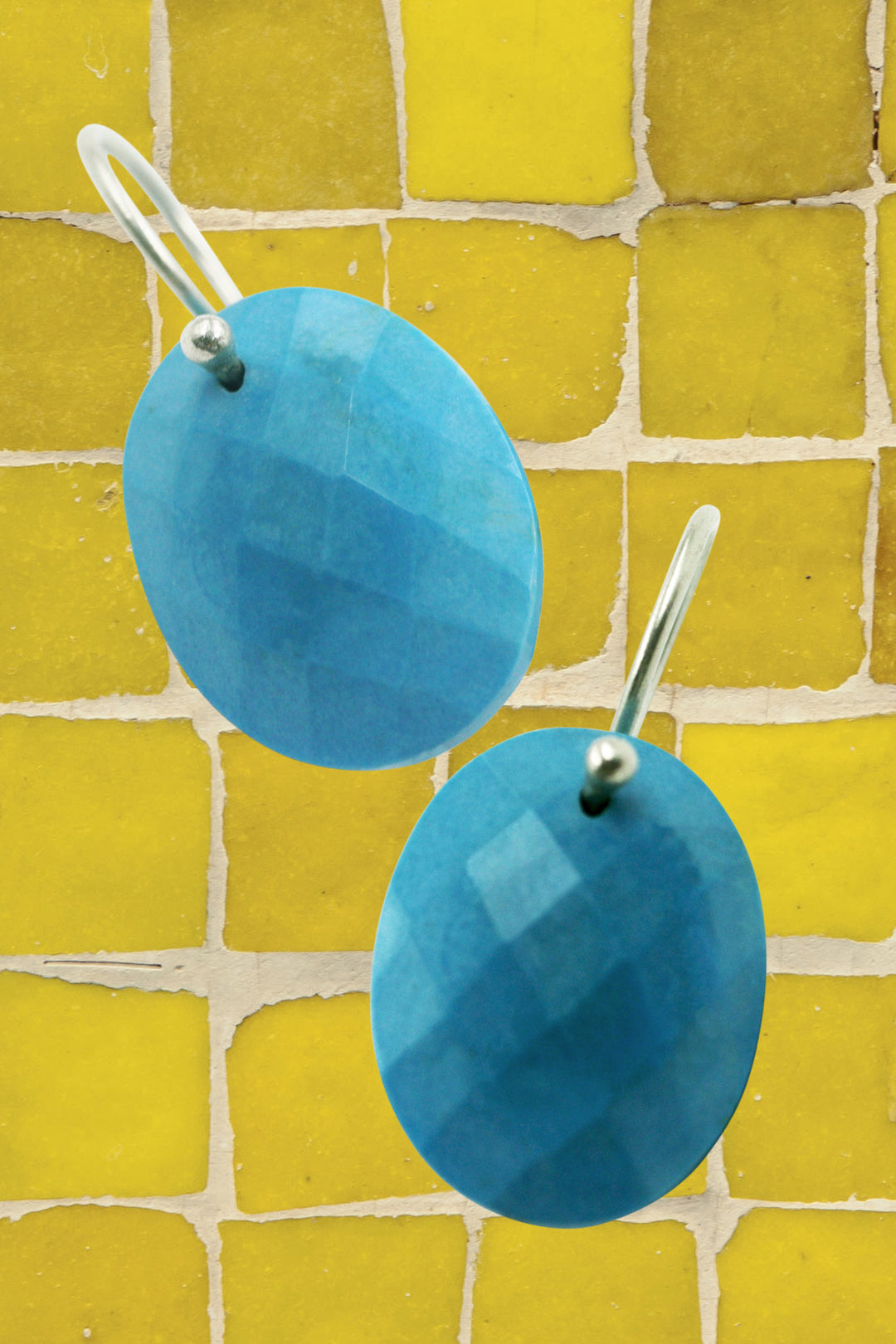 Turquoise Oval Drop Earrings