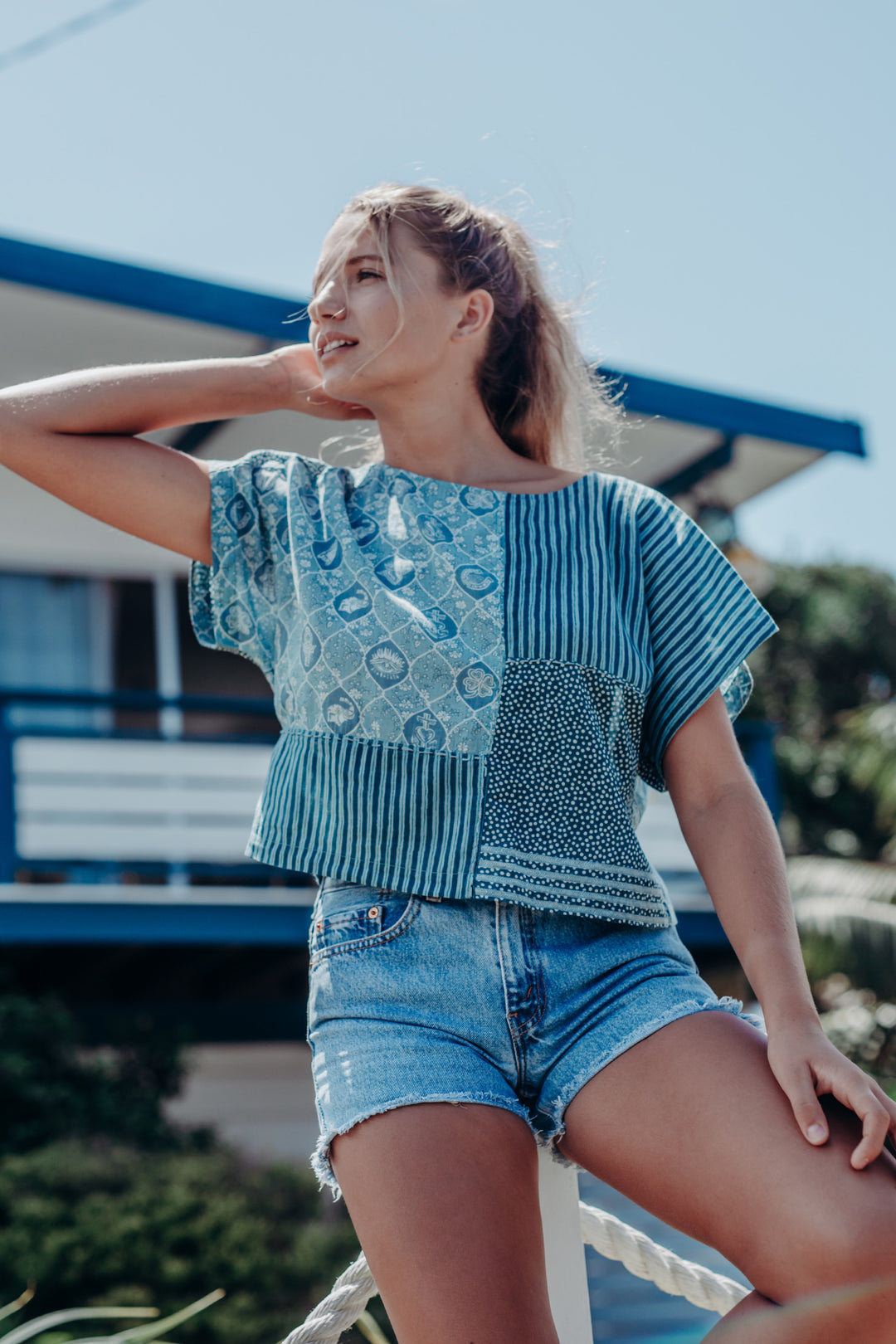 Lucky Patch Box Top Jodphur Blue
