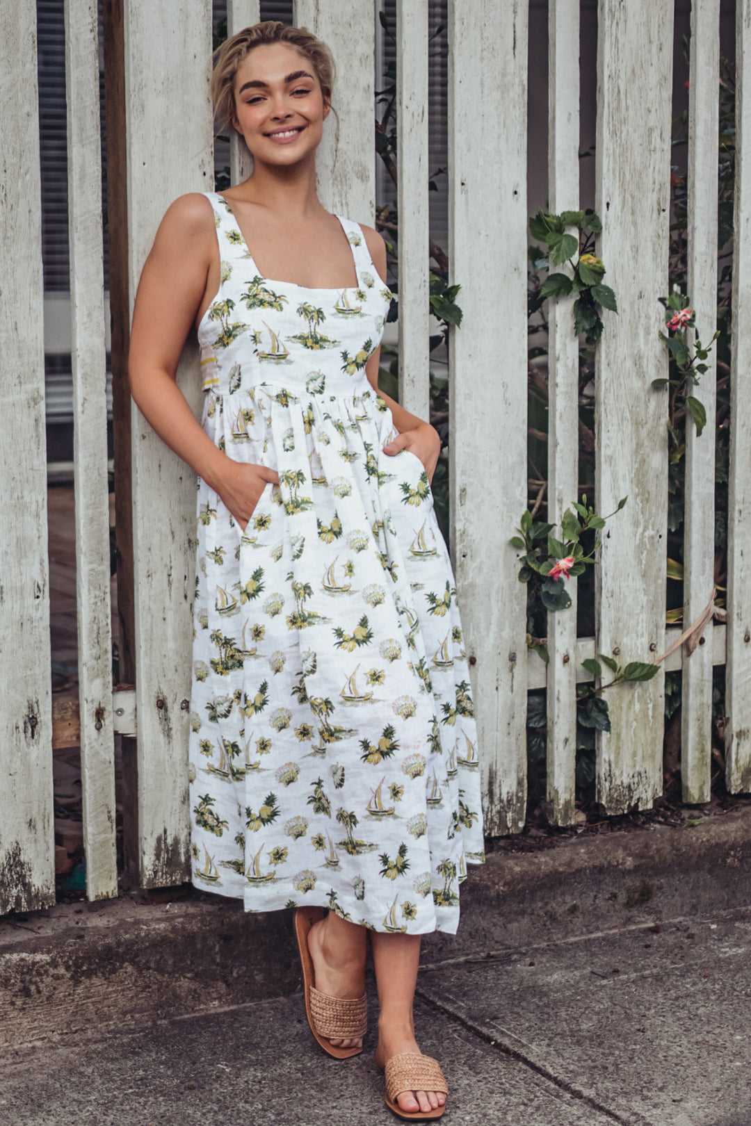 Tiki Linen Maxi Dress