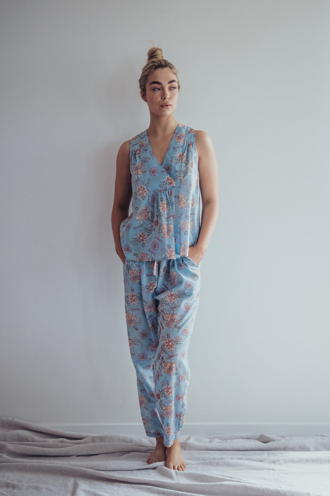 PURE COTTON FLORAL SUMMER LADIES PYJAMA SET LOUNGEWEAR