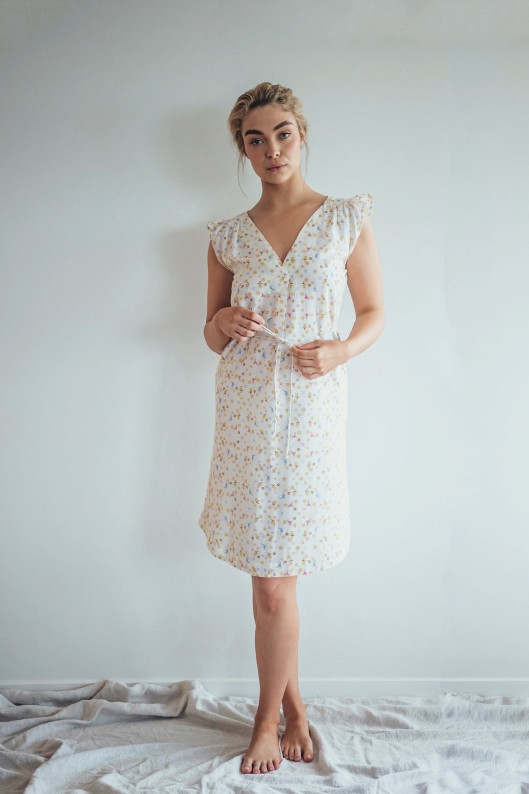 knee length summer cotton floral tea dress
