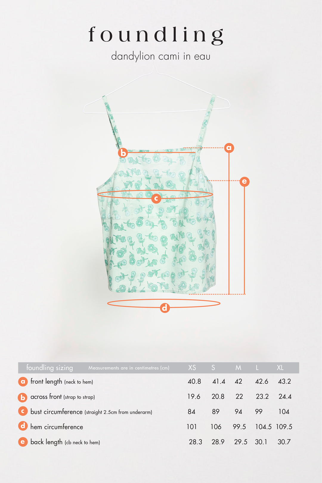 hand printed mint green dandylion cotton camisole top foundling
