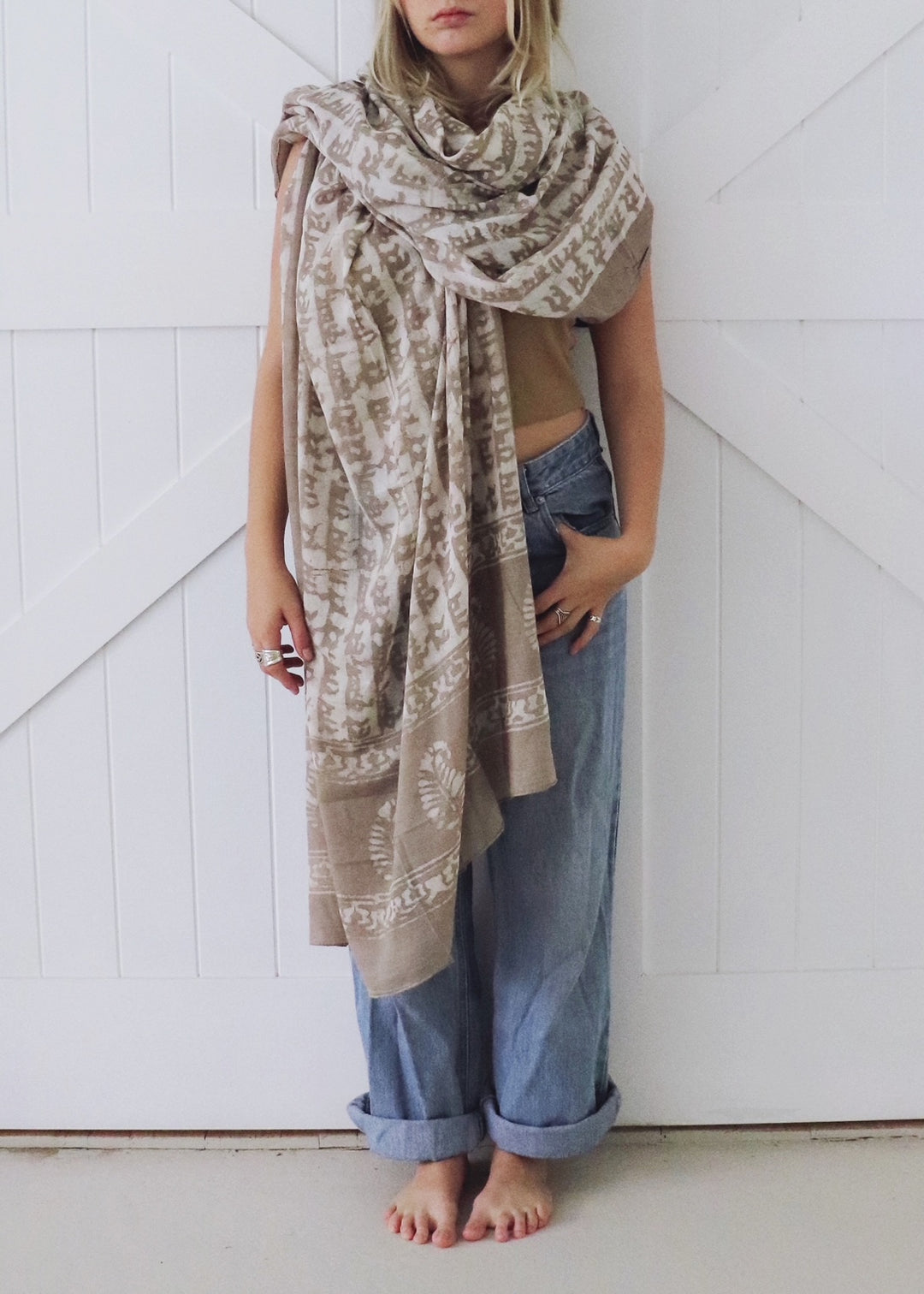 Pure indian cotton prayer shawl chai