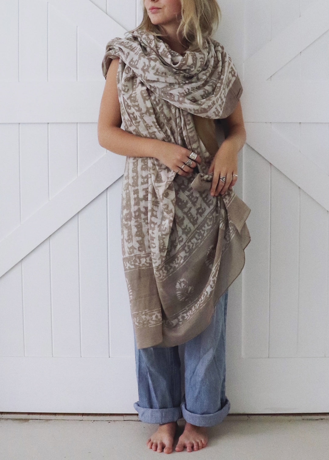 Pure indian cotton prayer shawl chai