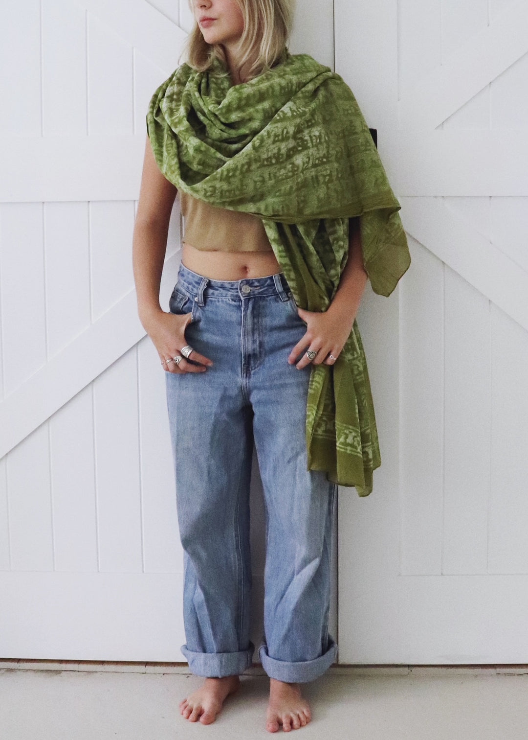 Pure indian cotton prayer shawl matcha