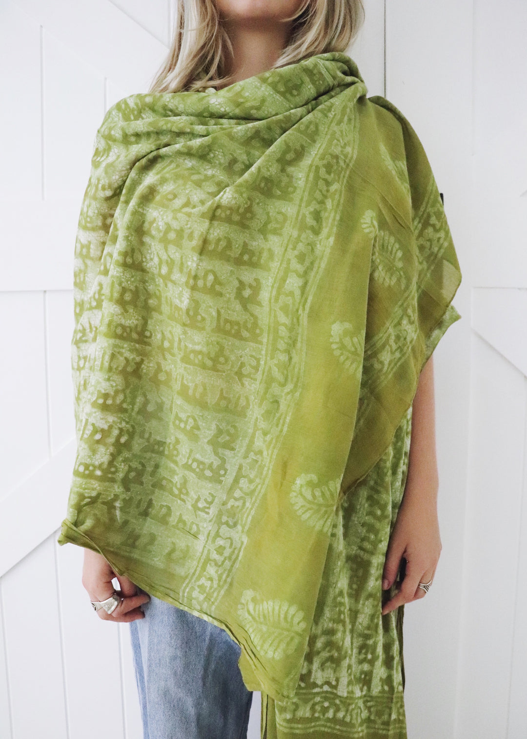Pure indian cotton prayer shawl matcha