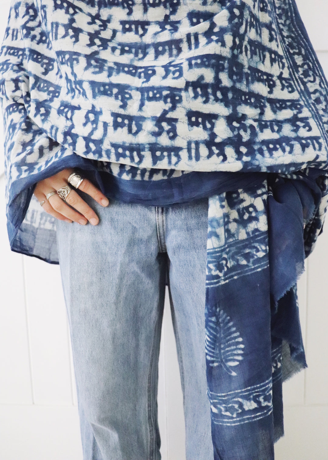 Pure indian cotton prayer shawl indigo