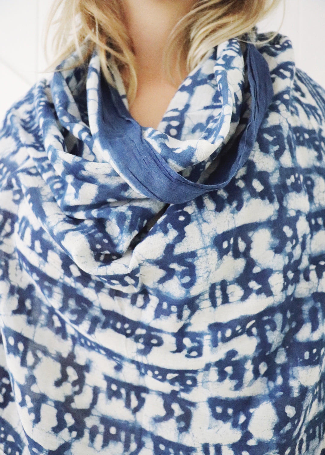 Pure indian cotton prayer shawl indigo