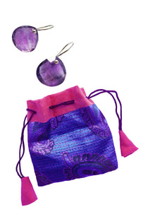 Amethyst teardrop silver hook earrings