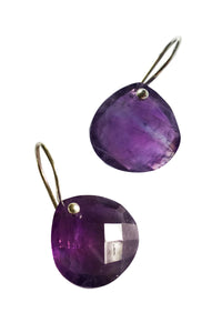 Amethyst teardrop silver hook earrings