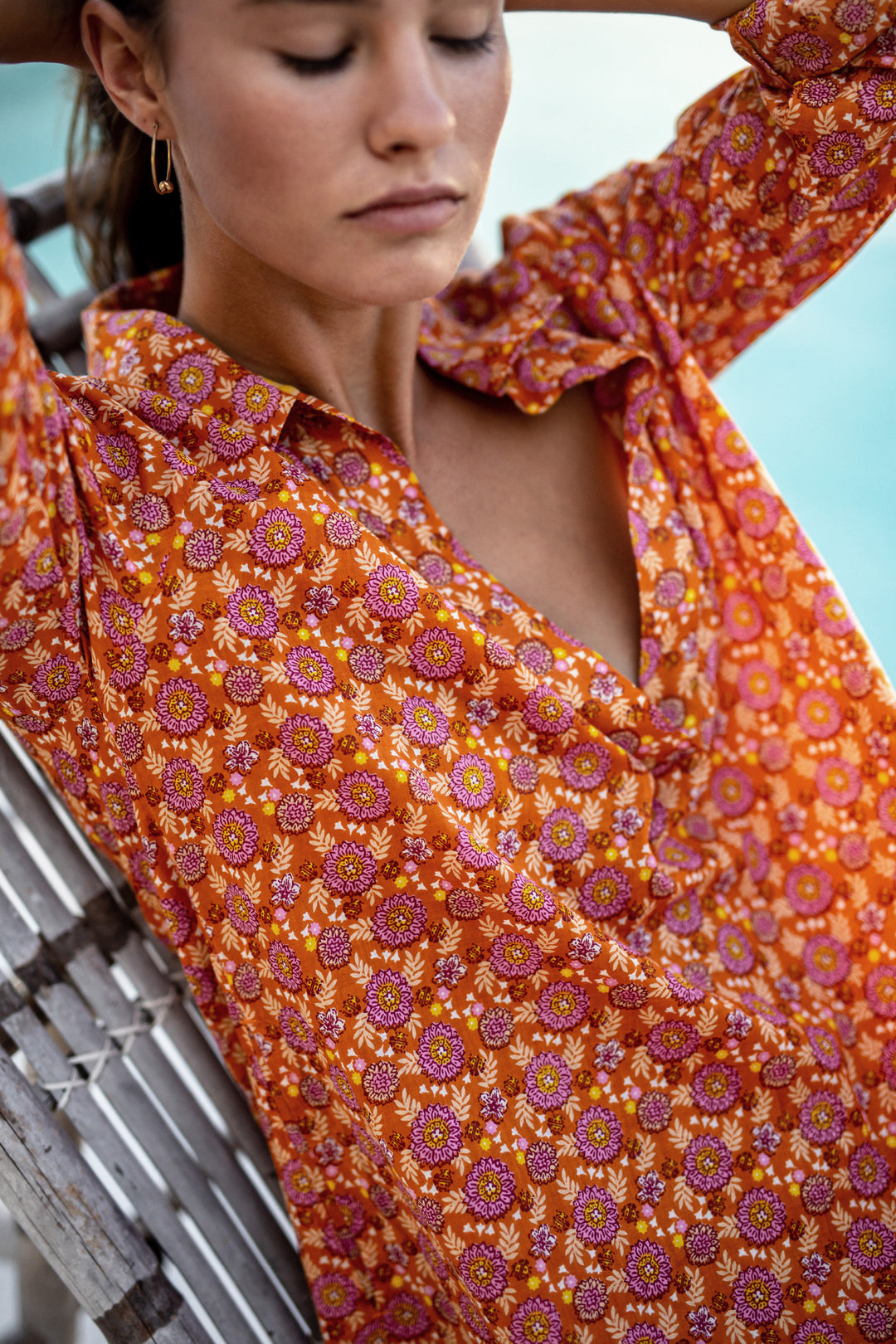 Wildflower Cotton Popover Shirt Ginger