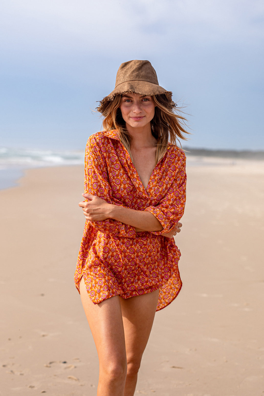 Wildflower Cotton Popover Shirt Ginger