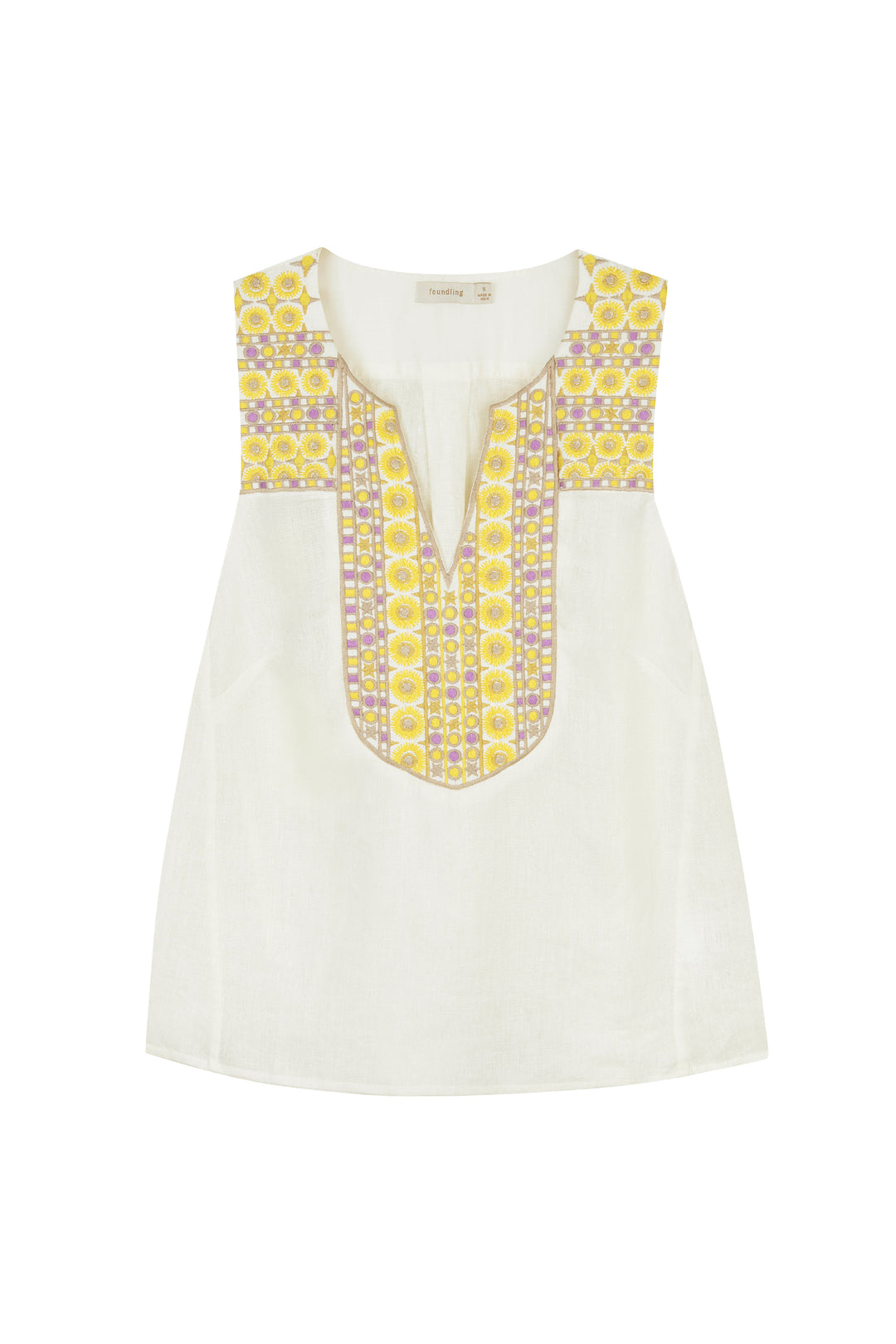 Lei Embroidered Linen Tunic Chalk