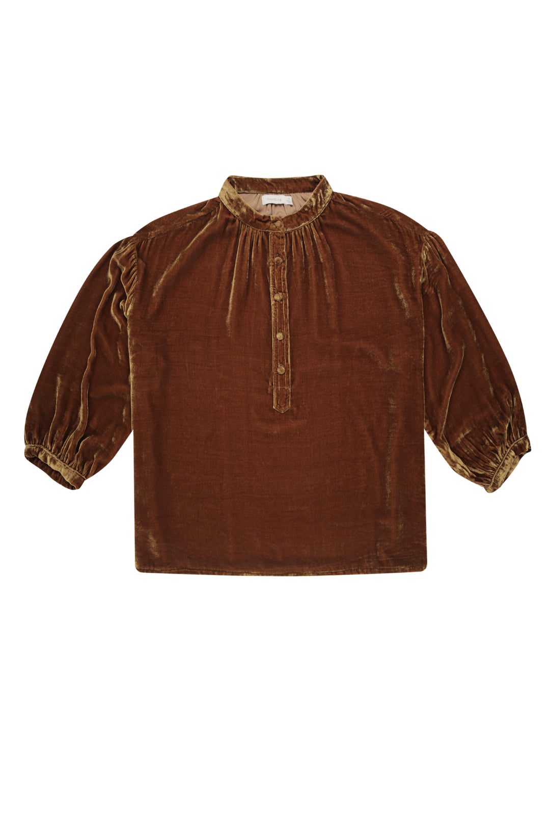 Silk Velvet Button Blouse Amber