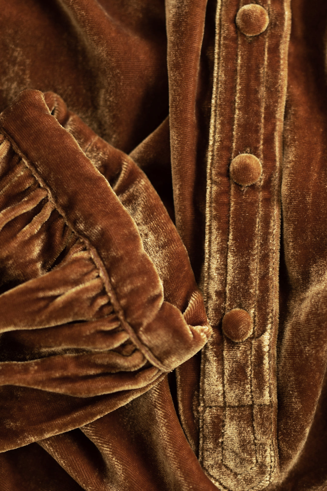Silk Velvet Button Blouse Amber