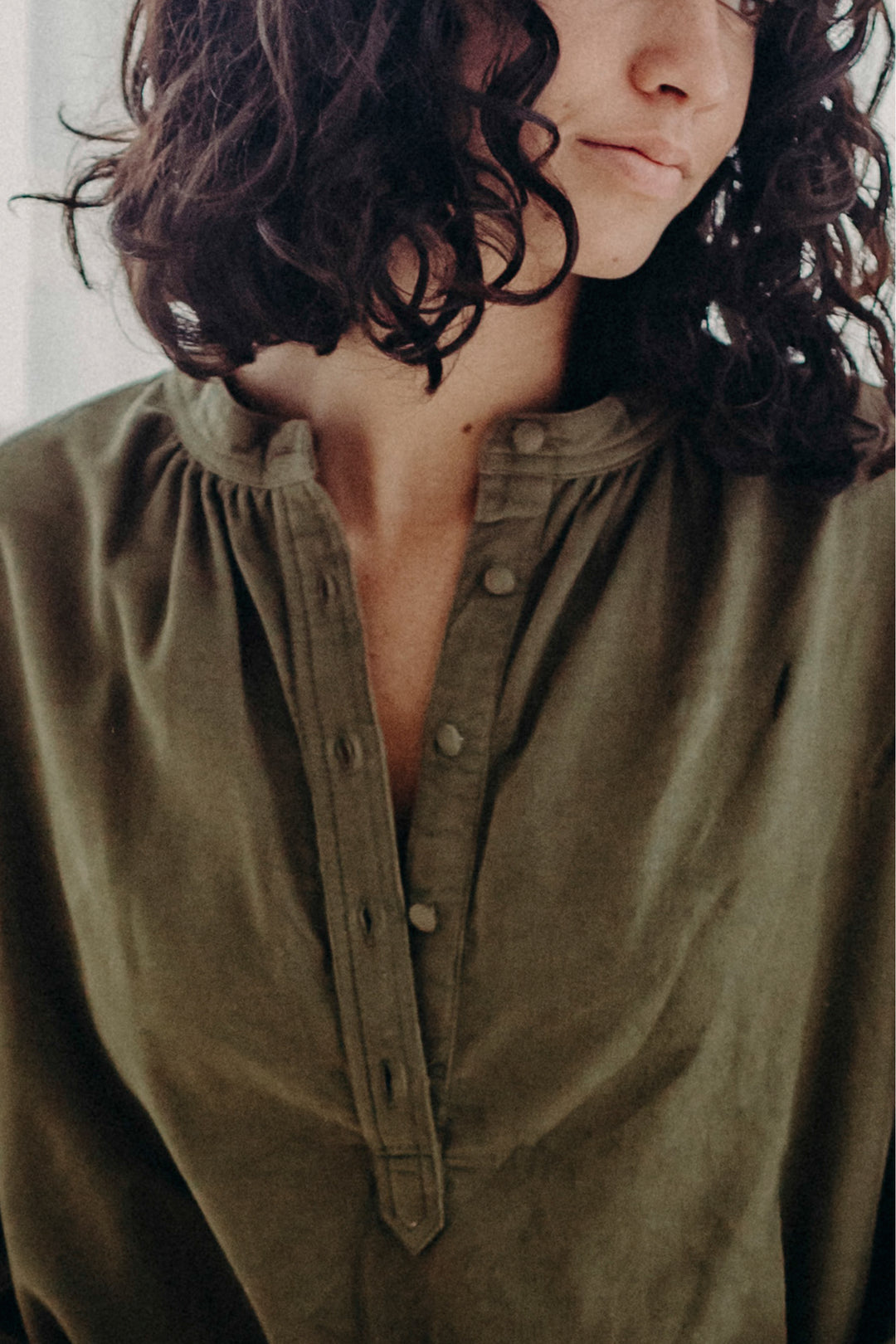 Regulation Pincord Button Blouse Grass