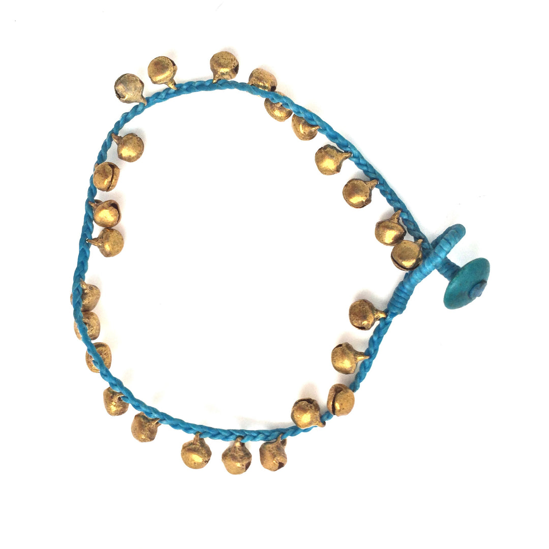 woven bell anklet turquoise