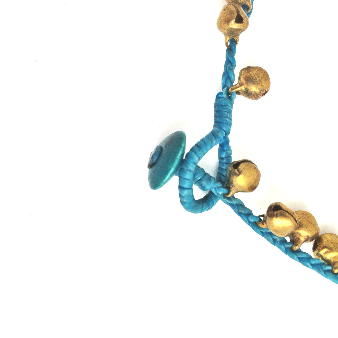 woven bell anklet turquoise