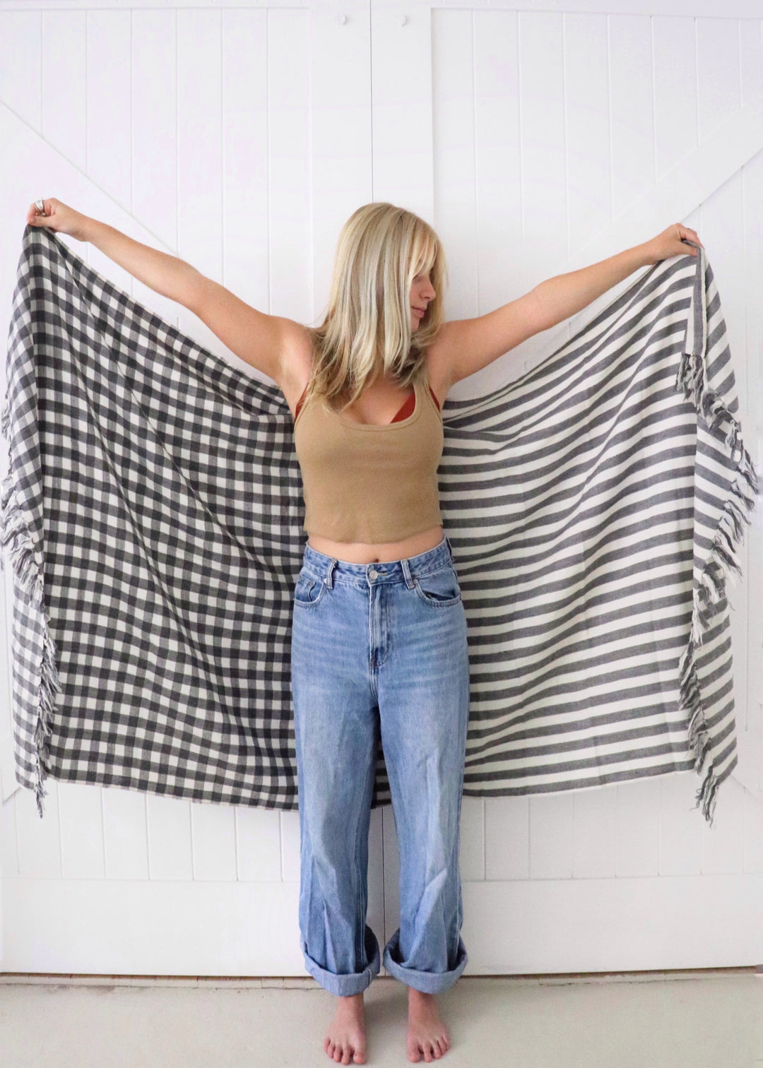 Madras Checkmate Woollen Shawl