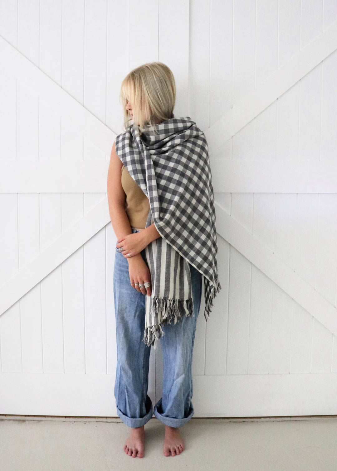 Madras Checkmate Woollen Shawl