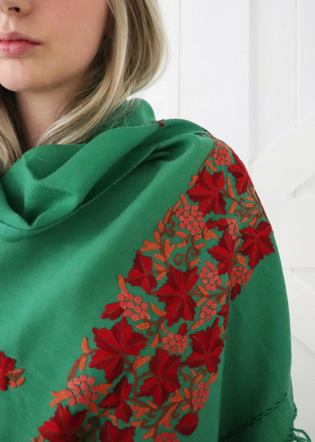 Shalimar hand embroidered wool shawl