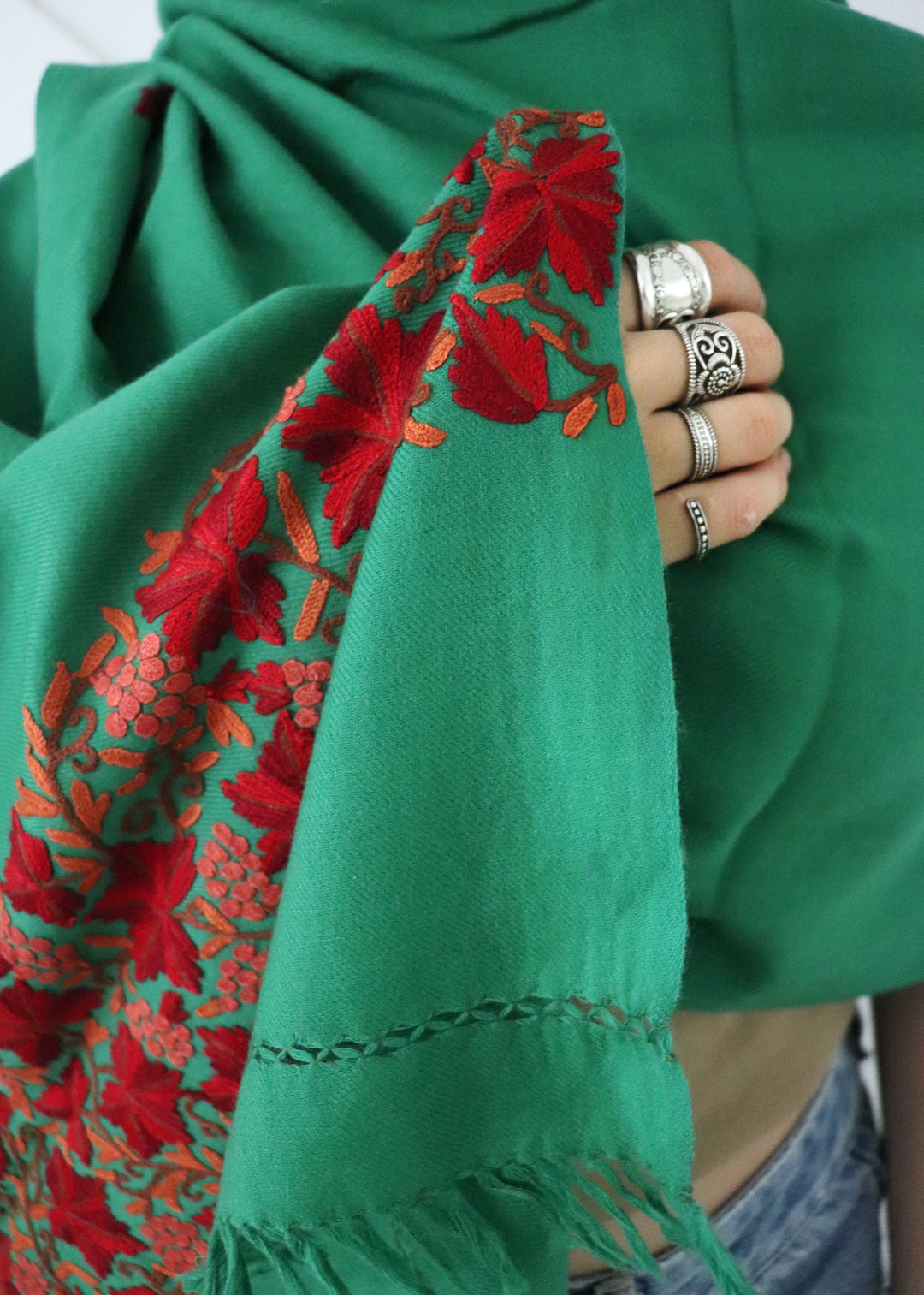 Shalimar hand embroidered wool shawl