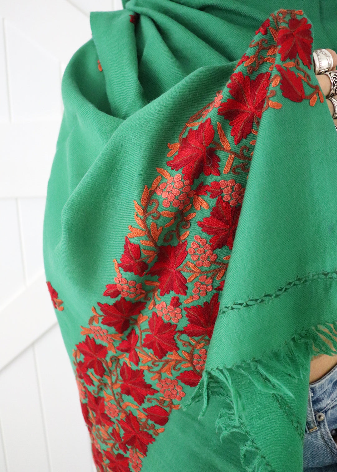 Shalimar hand embroidered wool shawl