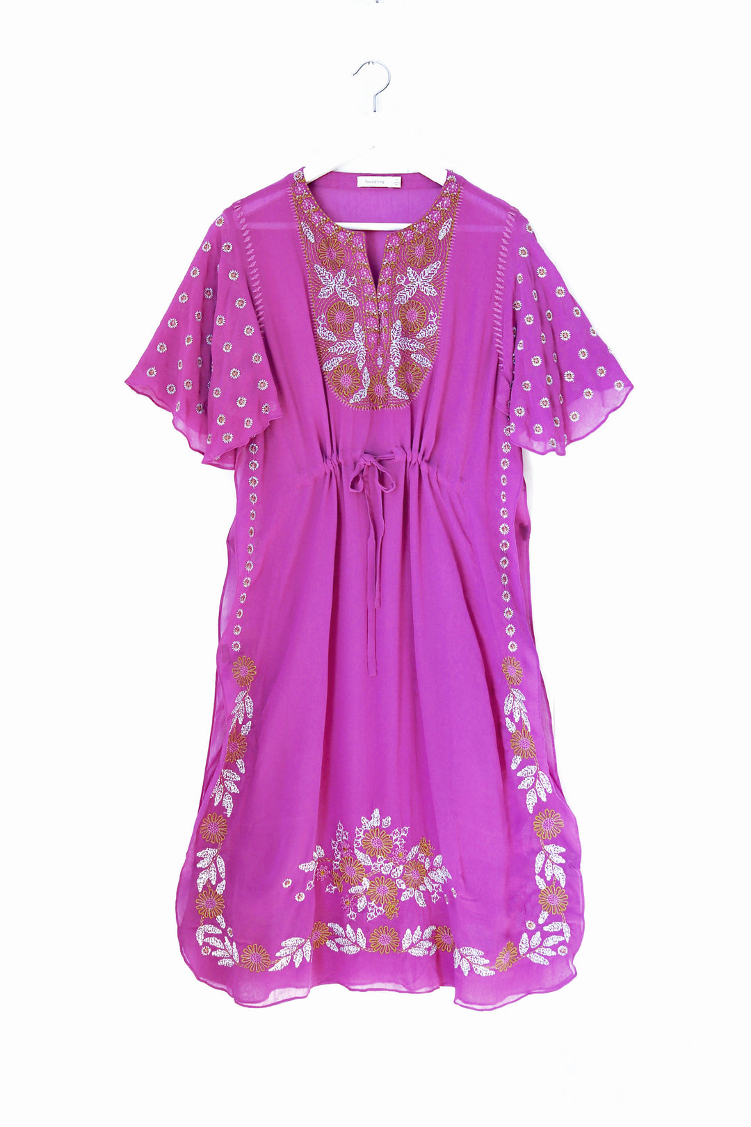 Saree Song Embroidered Kaftan Orchid