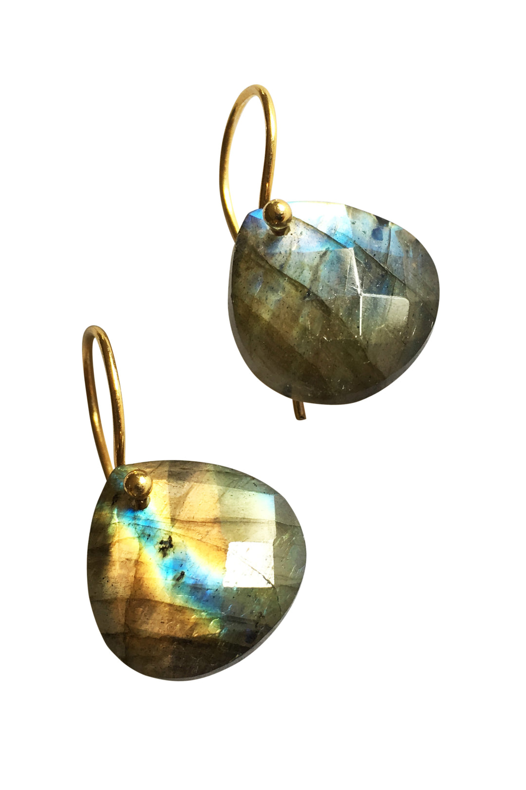 labradorite teardrop earrings gold hook