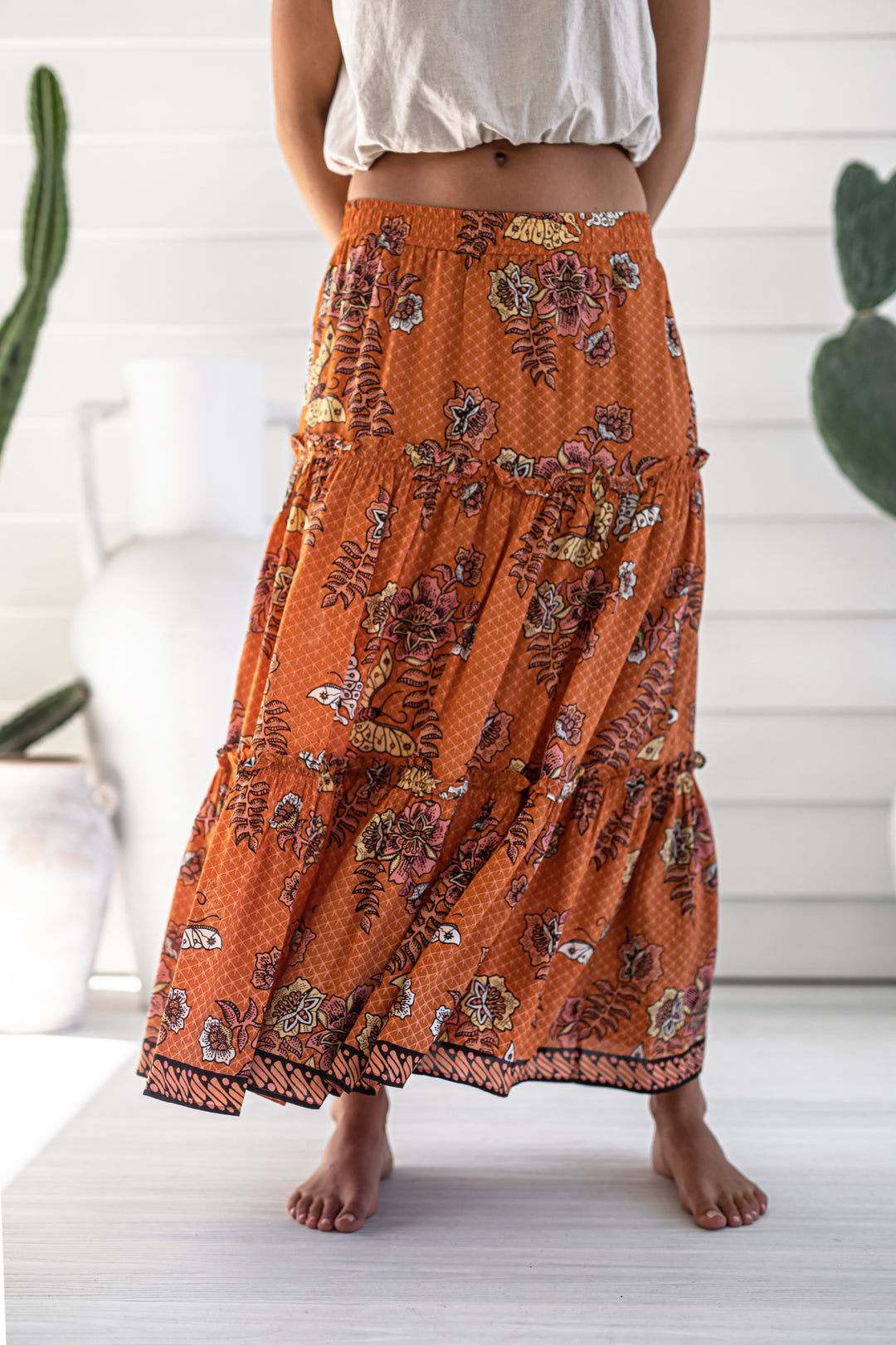 Madras Batik Ruffle Skirt