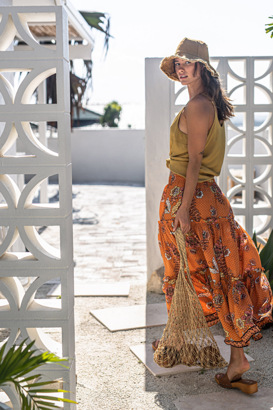 Madras Batik Ruffle Skirt