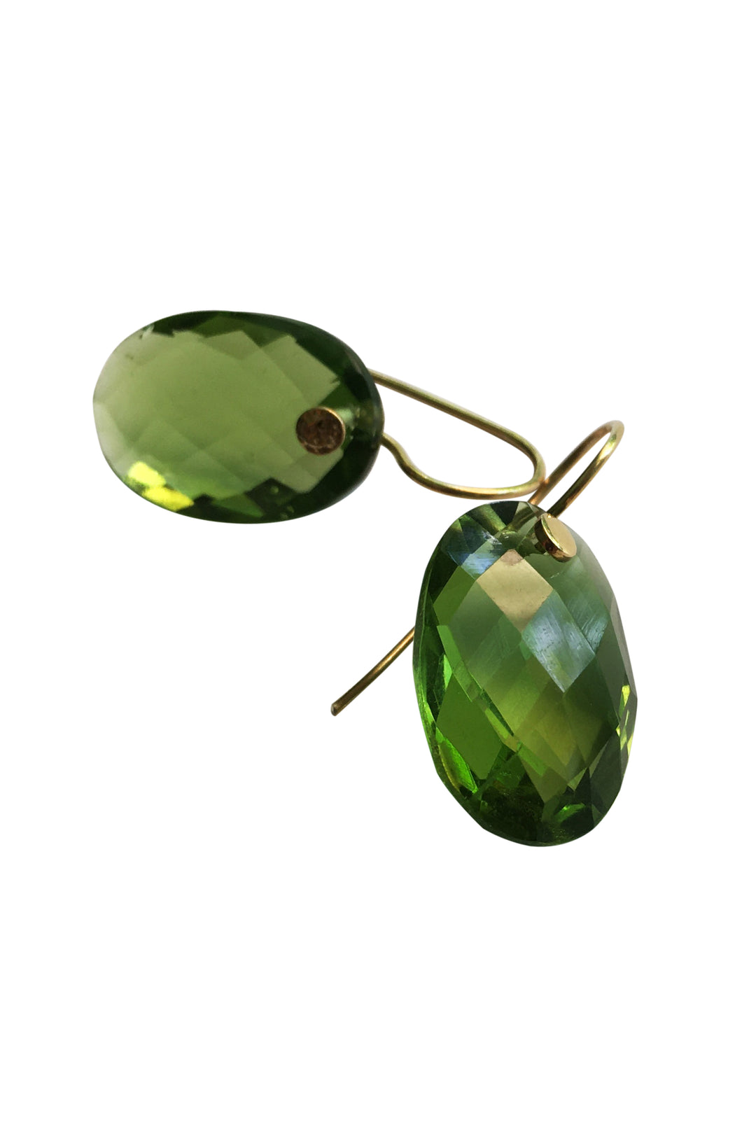 Peridot green oval faceted earrings