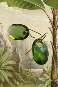 Peridot green oval faceted earrings