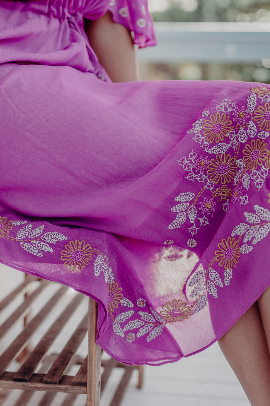 Saree Song Embroidered Kaftan Orchid