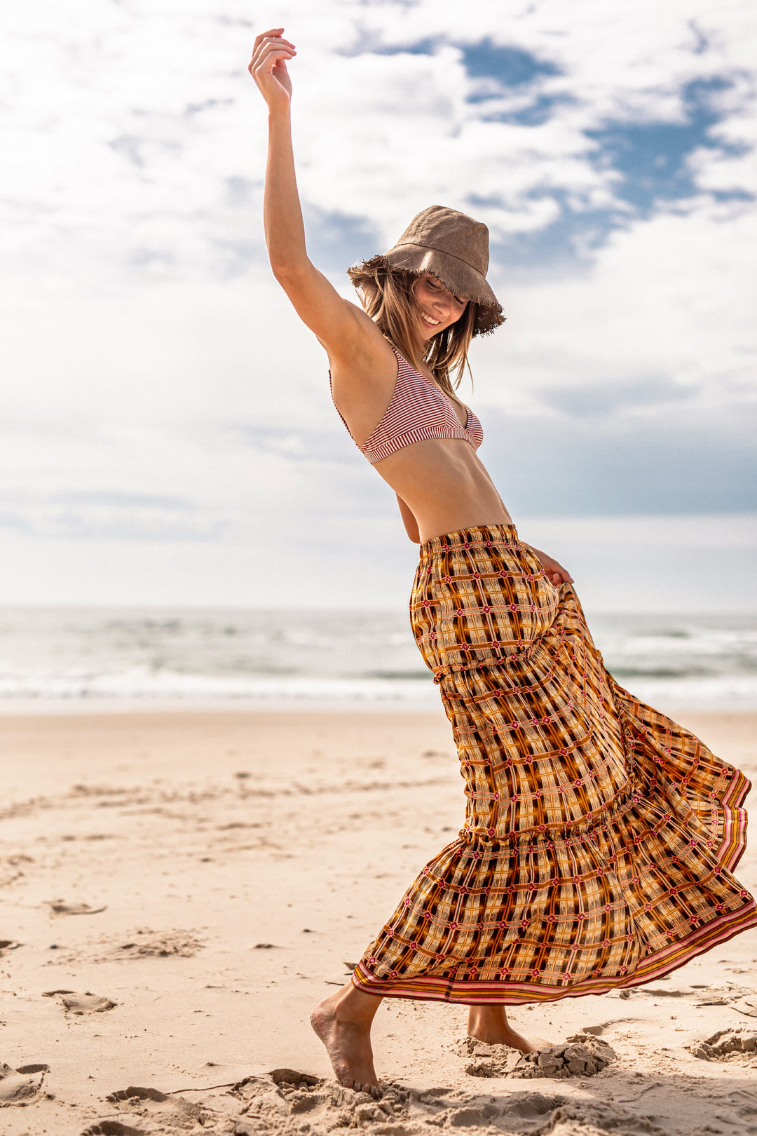 Betti Village Plaid Maxi Skirt