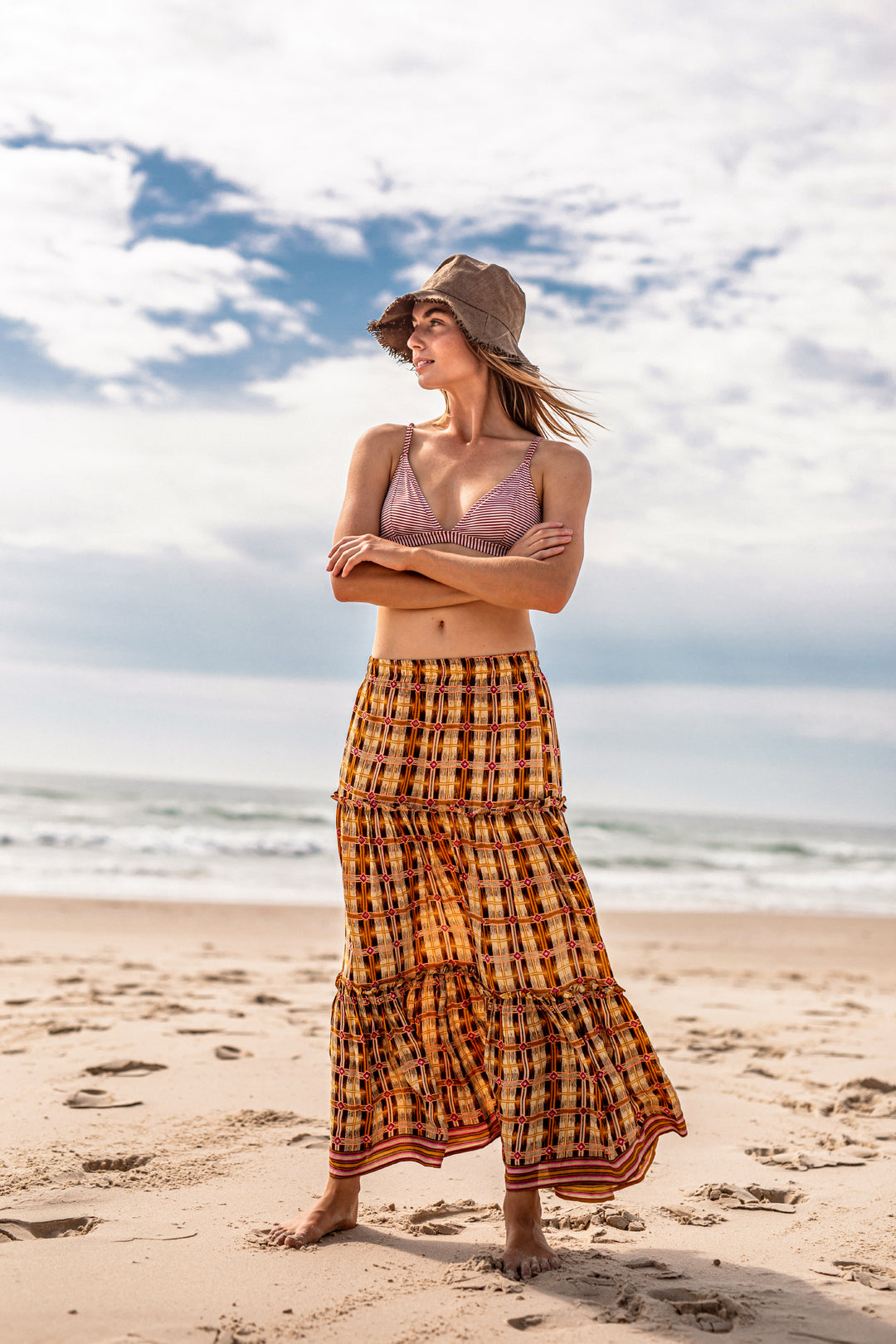 Betti Village Plaid Maxi Skirt